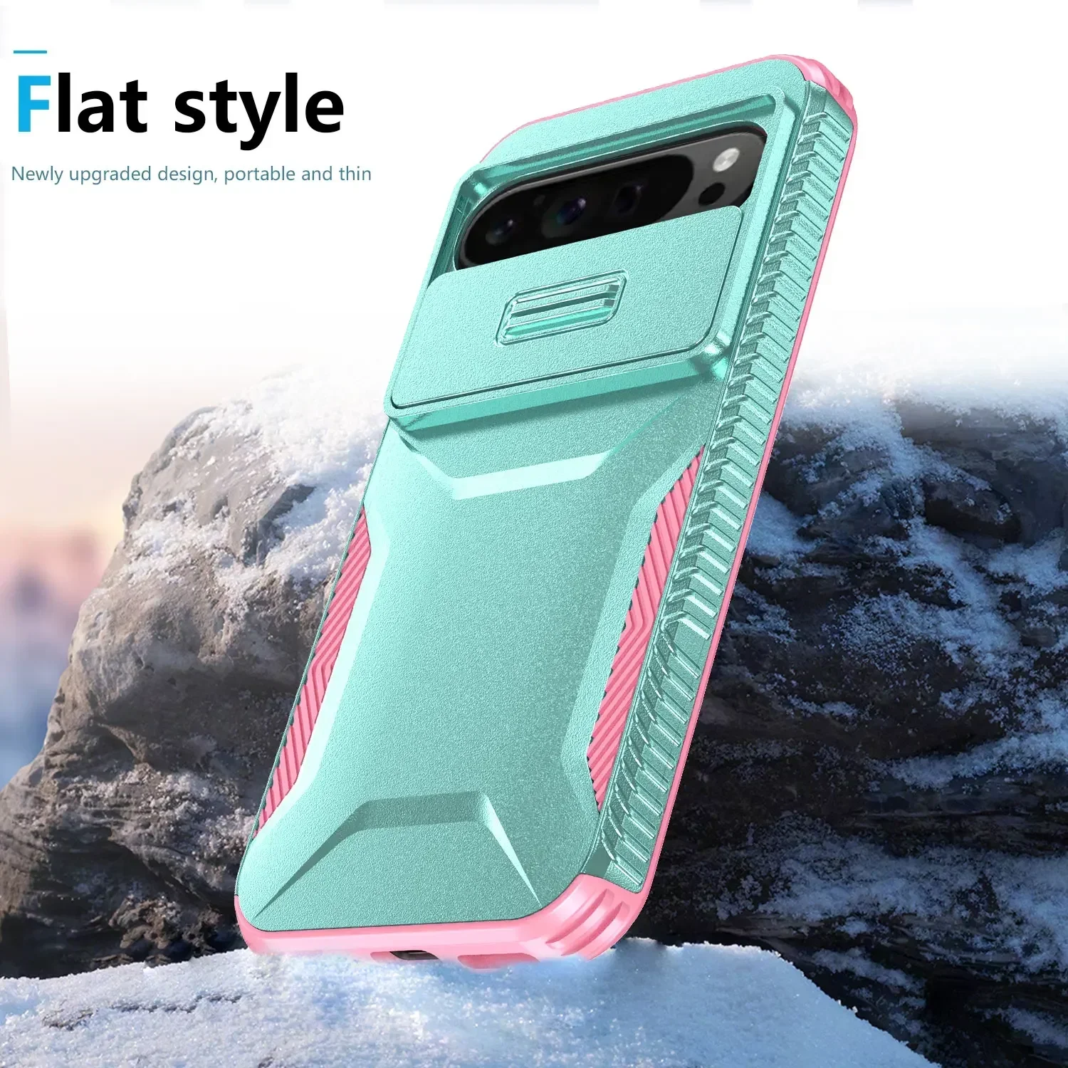 3-in-1 Hybrid Heavy Duty Armor Phone Case with Slide Window and Hard Back Cover