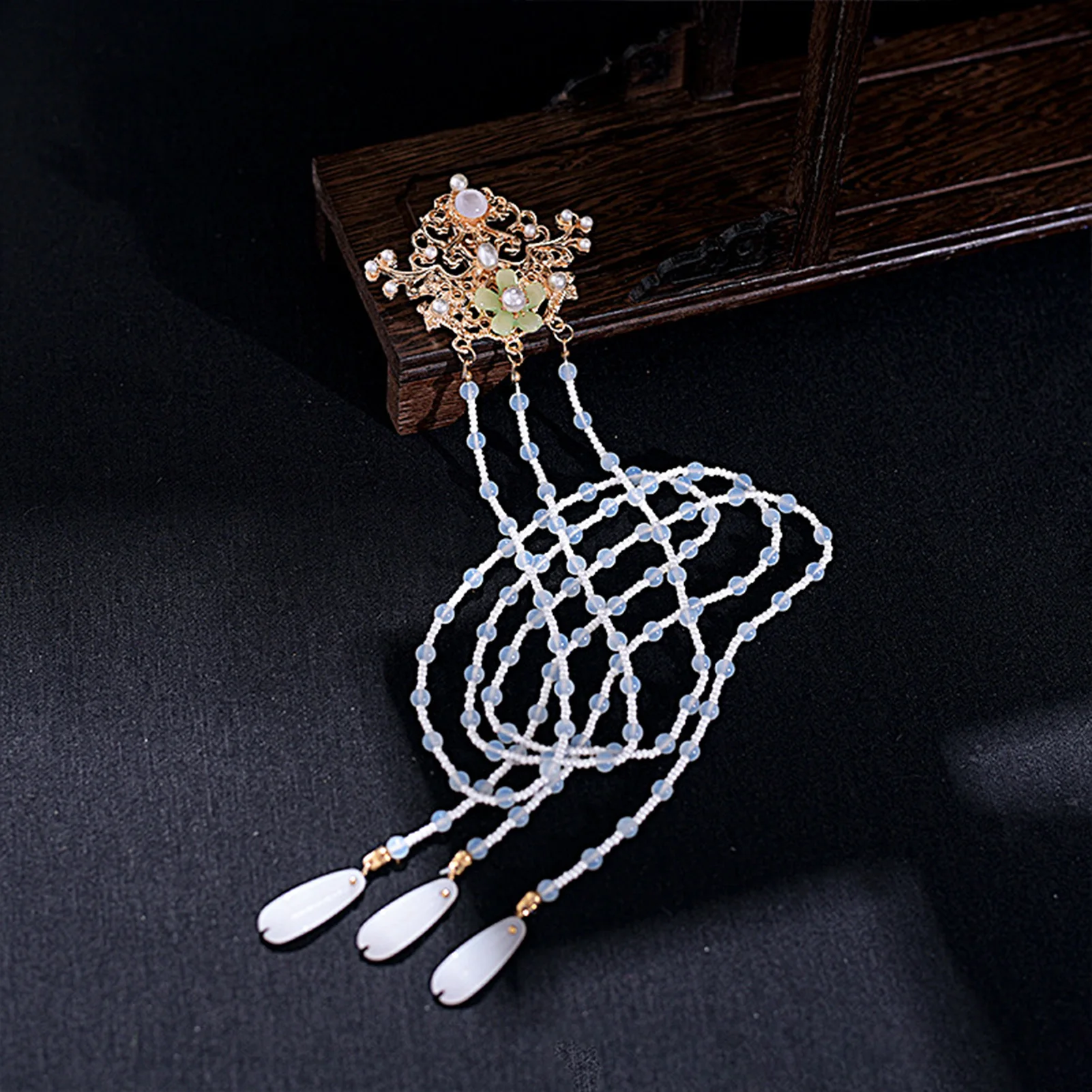 Chinese Hair Clips Long Tassels Pearl Tiaras Hairpin For Wedding Banquet Ancient Hanfu Dress Hairpin Step Shaking Crown Jewelry