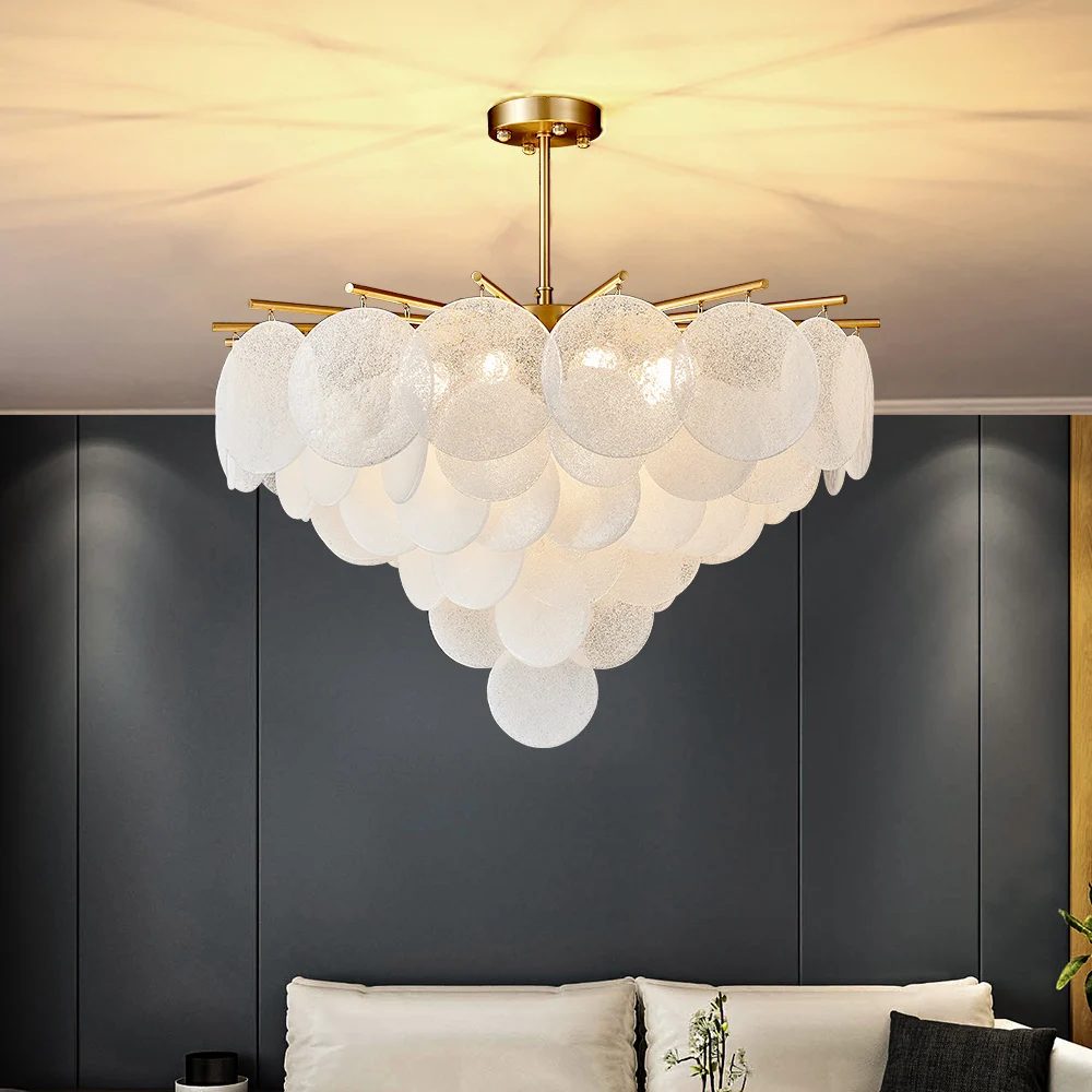 

Modern White Shell Chandelier Home Decoration Indoor Lighting Fixture for Living Room Dining Room Bedroom LED Pendant Lamp