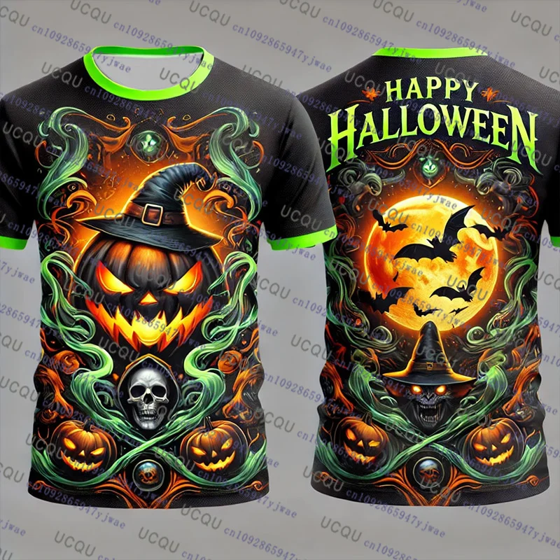 2026 Halloween T-Shirt Kleidung für Männer und Frauen Kurzarm T-Shirt Kürbis 3D-Druck T-Shirt Harajuku T-Shirt Halloween Cosplay T-Shirts