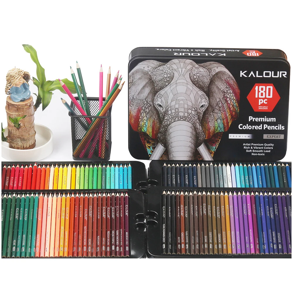 

KALOUR 180 Colored Pencil Set Drawing Colour Pencil Coloriage Coloring Sketching for Adults Artists Art Sets Colorful Dessin