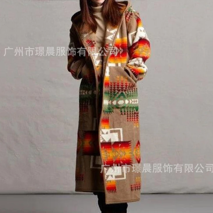 Office Lady Trench Coat for Women 2023 Autumn and Winter New Fashion Casual Warmth Christmas Print Long Trench Small Design Coat