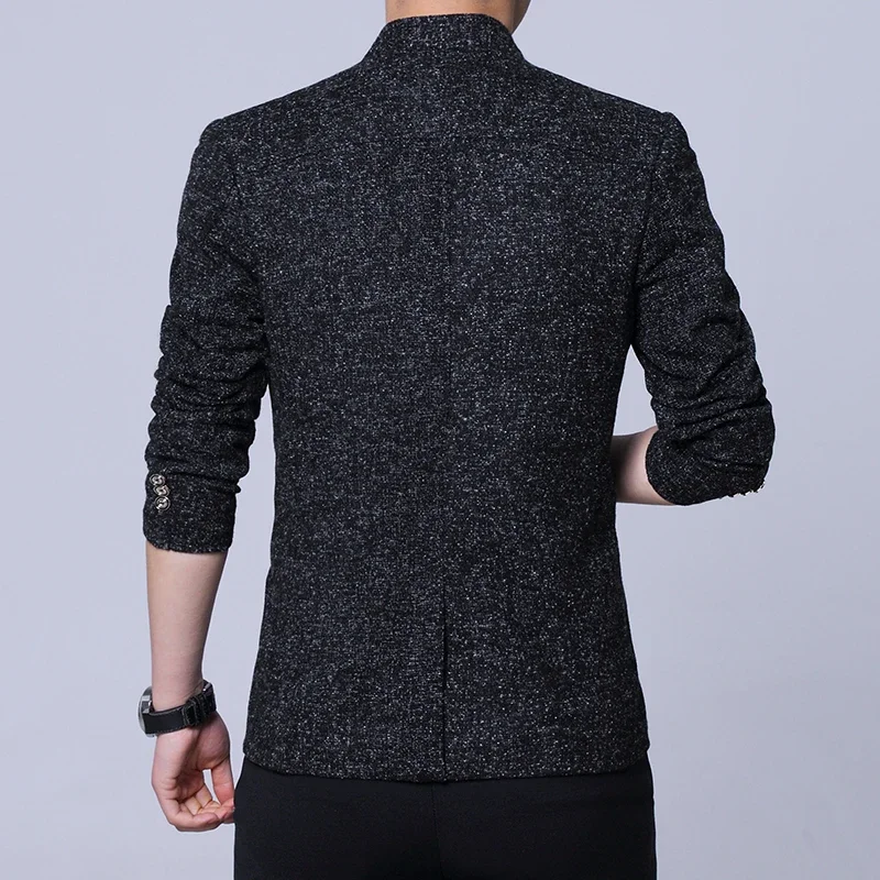 Men Suits Jackets Fashion Men Casual Boutique Stand Collar Business Suit Coat Male Metal Buttons Slim Fit Blazers