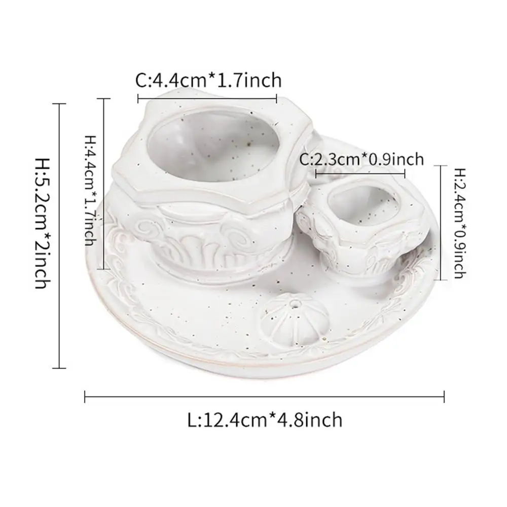 4 In 1 Ceramic Incense Burner Holder Santo Holder Multifunction Candle Santo Burner for Burning Ceramic Ash Catcher Tray