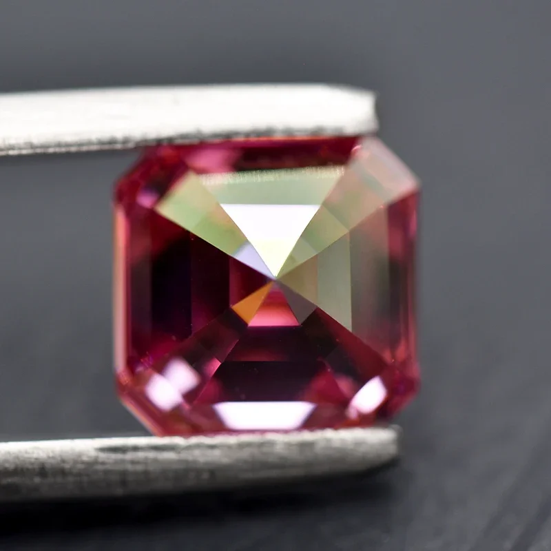 

Pink Color Asscher Cut Moissanite Stone Loose Gemstone Lab Grown Moissanite GRA Certificated Advanced Jewelry Material