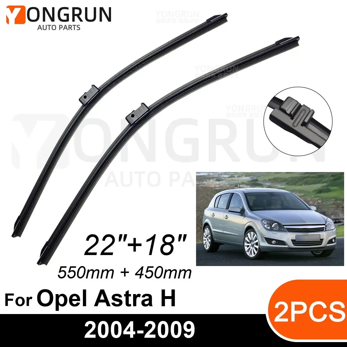

Car Front Windshield Wipers For Opel Astra H 2004-2009 Wiper Blade Rubber 22"+18" Car Windshield Windscreen Accessories