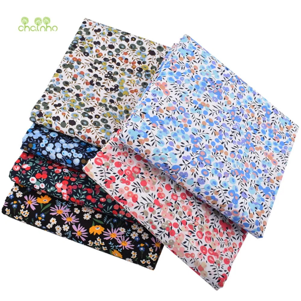 Chainho,Printed Plain Weave Poplin Cotton Fabric,DIY Quilting Sewing Material,Patchwork Cloth,Berries Series,3 Sizes,15PC98