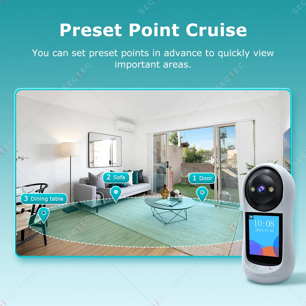 كاميرا مراقبة منزلية لاسلكية 2MP بشاشة