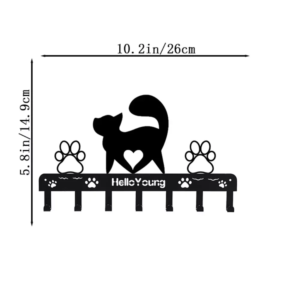 1pc Delightful Iron Art Metal Paw Pet Cat Hanger 7 Hooks Coat Key Lead Leash Wall Rack Holder Organizer Towel Rack Storage Rack 2