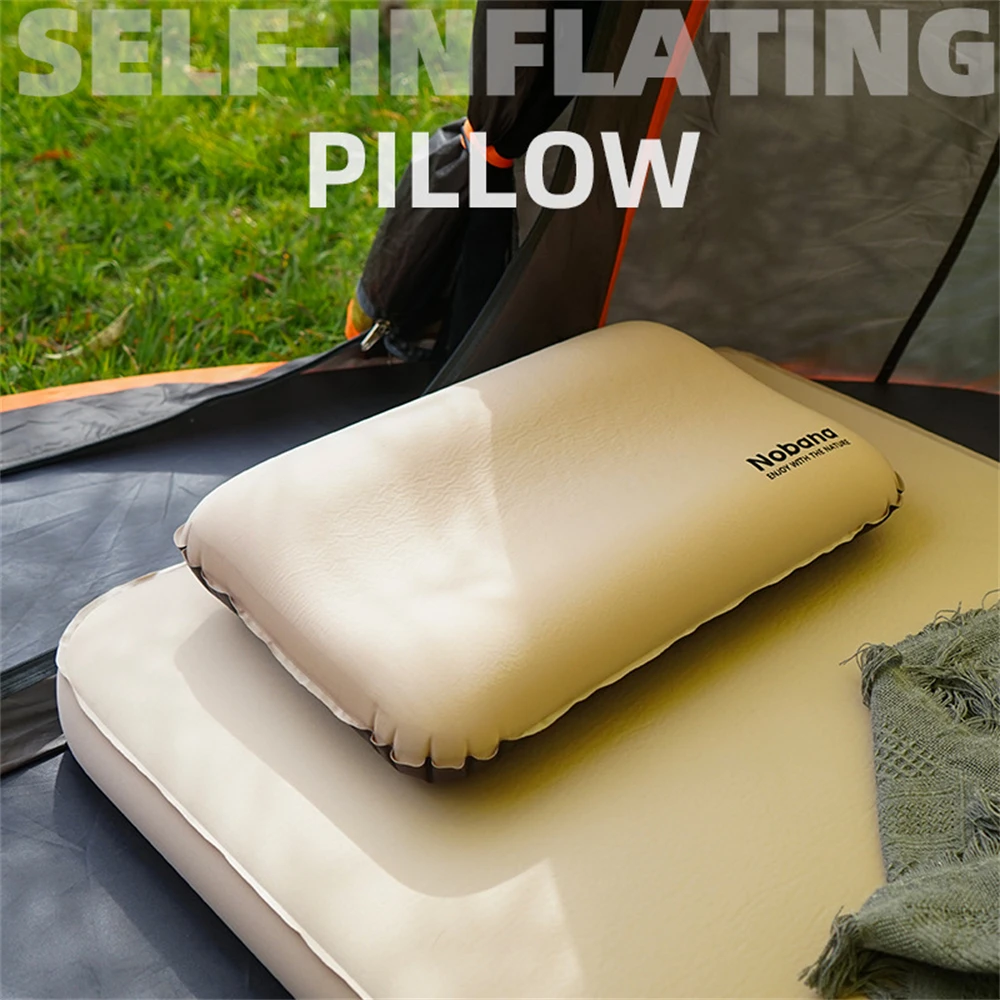 Wild Automatic Inflatable Pillow Sponge Folding Air Pillow Portable Outdoor Travel Camping Double Layer Air Valve