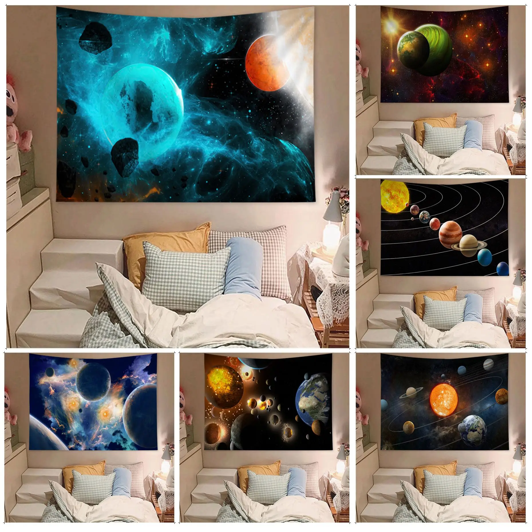 

Universe Cartoon Tapestry Hanging Tarot Hippie Wall Rugs Dorm Japanese Tapestry