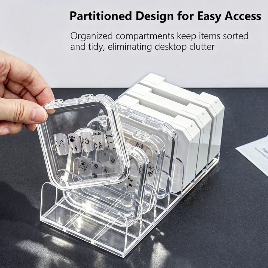 Acrylic Makeup Palette Organizer with 7-Grid Storage Compartments
