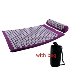 Acupressure Spike Mat and Cushion Set for Stress and Pain Relief (Purple set with bag)