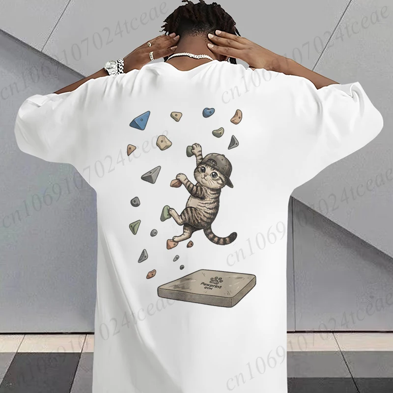 Klettern Bouldern Katzen-Grafik T-Shirt für Männer und Frauen Lustiges Kletterer-Tiermotiv T-Shirts Lässige Outdoor-Streetwear T-Shirts