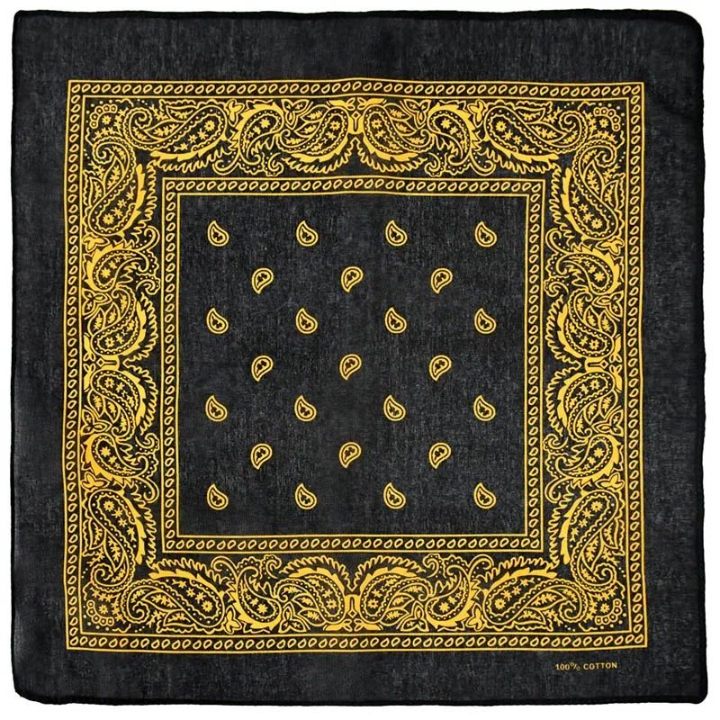 Schwarz Beliebte Hip Hop Gedruckt Cashew Blume Bandana Männer Frauen Outdoor Stirnbänder Quadratische Schals Jungen/Mädchen Haar Zubehör geschenk – Detail 10