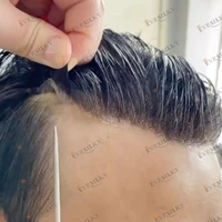 1B40 1B65 Grey Human Hair Men Toupee Undetecatble 0.1mm Pu Base Man Wigs Replacement Natural Hairline Hair Prosthesis Capillary 1