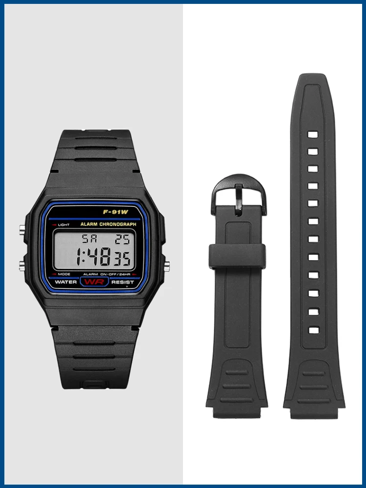 

Silicone Watch Strap Adapter W-800H A158w AE-1200 Small Square Series Raised Rubber Watch Chain 18MM