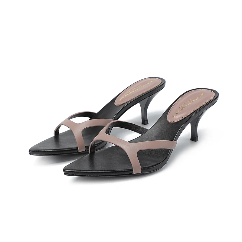 LM Brand Fashion Women's Slippers Summer Plus Size 35-43 Women's High Heels Genuine Leather Pointed Open Toe Sexy Party Shoes