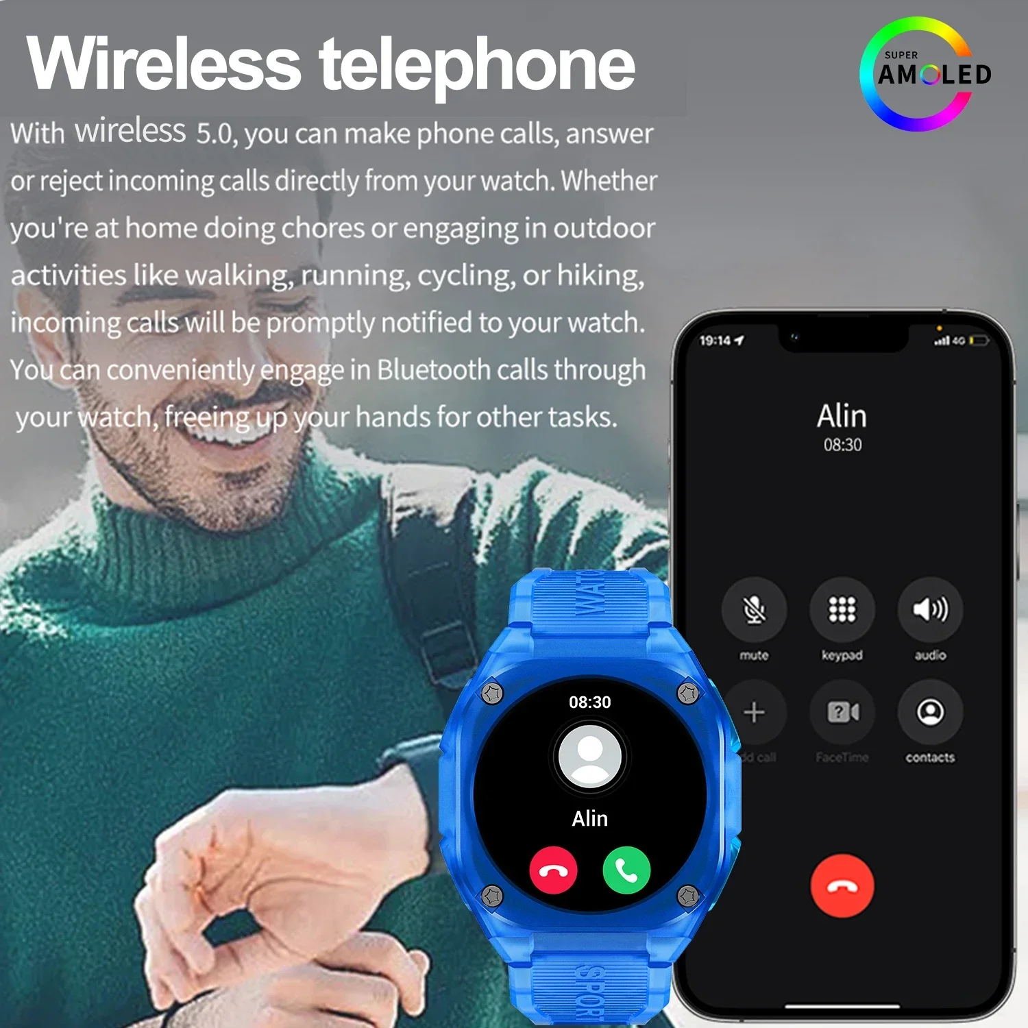 2026 Fashion Smartwatch,Full Touchscreen,Answering,Music Control/Multiple Dials/Calendar/Weather Forecast,For Iphone & Android 5
