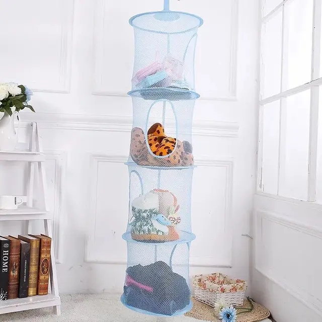 4 Polc Összecsukható Játék Függő Tároló Nettó Szervező Helymegtakarítás Gyerekszoba Cipzár Melltartó Szárító Kosár Háló Stoage Táska Ketrec - Image 6