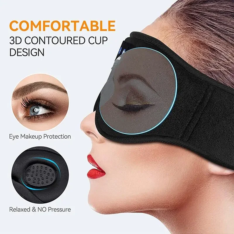 Bluetooth Sleeping Headphones 3D Eye Mask Wireless Air Travel 5.0 Headband Soft Elastic Comfortable Music Earphones 2