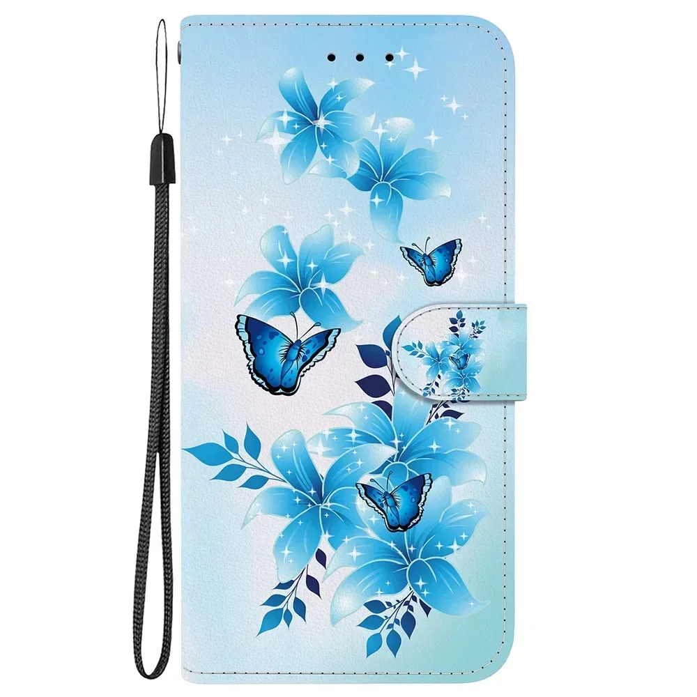Elegant Butterfly Flower Pattern Leather Wallet Flip Case Phone Cover
