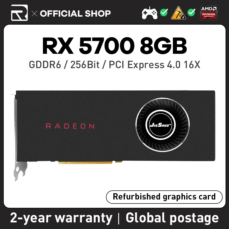 Jieshuo Radeon Rx 5700 8Gb Turbo Graphics Gpu Giochi Per Computer Gddr6 Amd Rx 5700 Turbo Scheda Grafica
