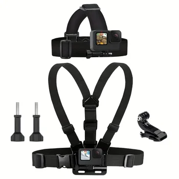 Stabilizzatore per Fotocamera Sportiva, Supporto per Petto e Testa, Accessorio per Riprese Adatto a Videocamere e Action Cam