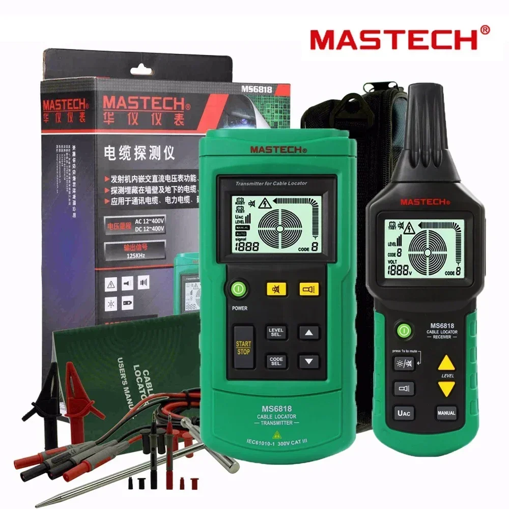 Mastech MS6818 odborný drát lanko bovdenu stopař kov dýmka lokátor detektor tester linky stopař voltage12~400v přijímač přenosné