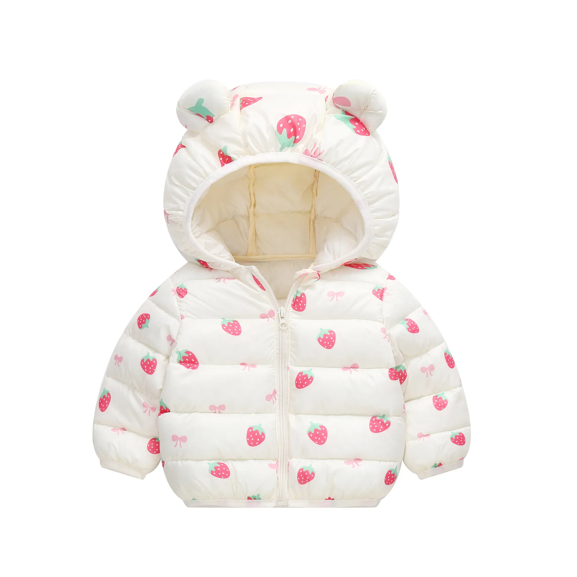 Doudoune à capuche lapin dessin animé pour enfants, manteau en fibre de polyester pour enfants, fermeture éclair, printemps, automne, hiver, 2024