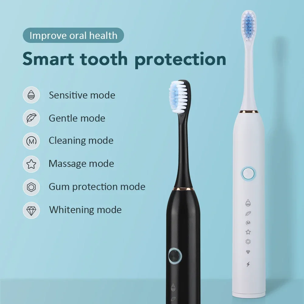Six-mode Electric Toothbrush Adult Children's Universal Electric Sonic Toothbrush Waterproof Charging Automatic Toothbrush