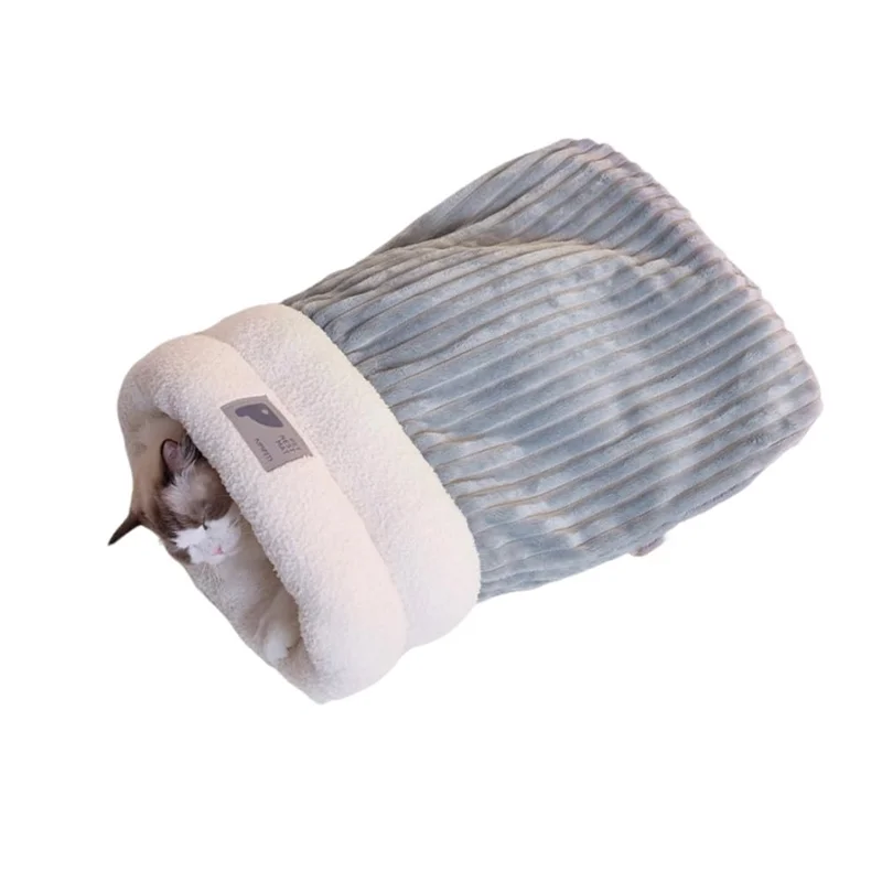 Hot Selling-Cat Winter Sleeping Bag Soft Plush Cat Sack Self Warming Cat Cave Bed For Indoor Cats Hideaways Pet Snuggle Sack