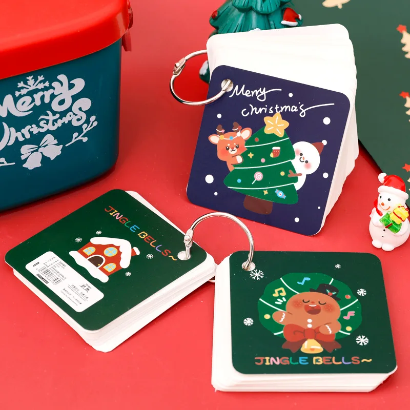 

4 Pcs Wholesale Cartoon Christmas Hoop Notebook Student Christmas Gift Mini Pocket Notes Memo Loose-leaf Writing Pads