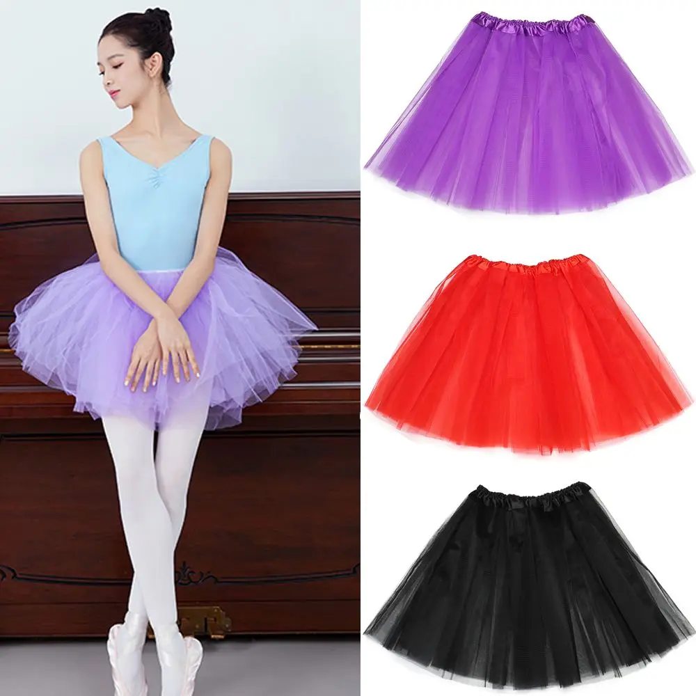 Women Classic Pleated Dance Elastic Puffy Skirts Lolita Petticoat Tutus Skirt Ballet Skirts