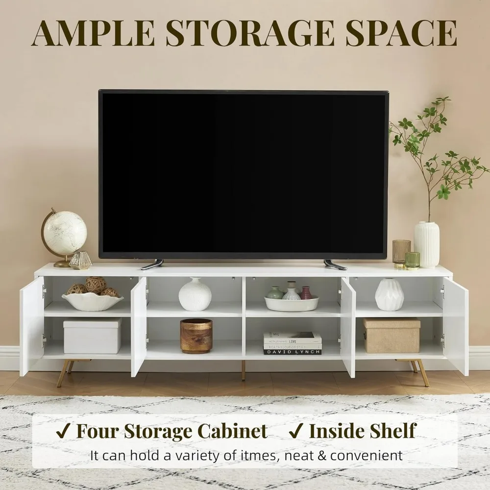 Mid Century Modern TV Stand for 75" TV - Wood Entertainment Center with Storage Cabinet & Media Console for Living Room 5