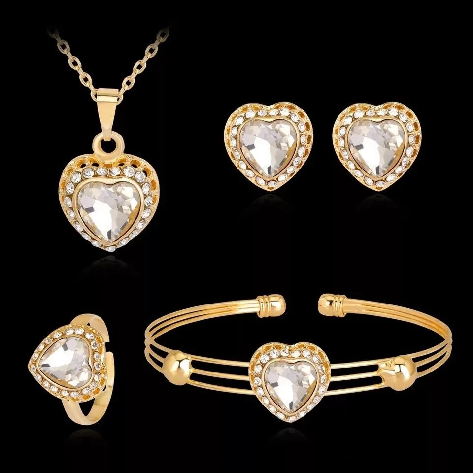 2021 Luxury Simple Big Small Hollow Double Heart-shaped Necklace Exquisite Crystal Zircon Pendant Chain Women's Wedding Jewelry 