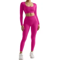 2PCS Yoga Suit Women Sports Set Quick-Drying Gym Set Tracksuit Running Workout Long Sleeve Sports Shirt Yoga Set Yoga Clothing - Image 2