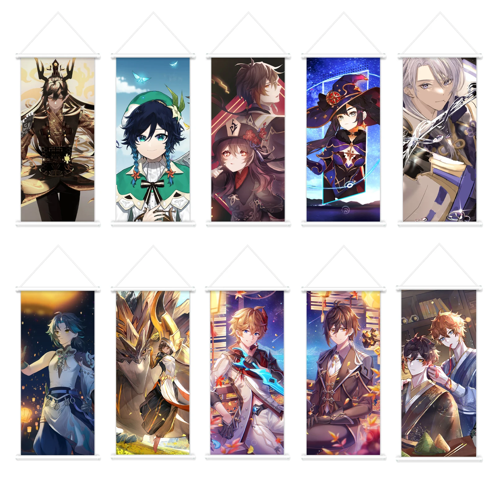 

Anime Genshin Impact Zhongli Xiao Scroll Canvas Wall Hanging Painting Home Decor Anime Poster Wall Art Room Decoration Gift