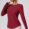 Women's Round Neck Fitness Yoga Clothes Gym Exercise Long Sleeved Tops Pilates Yoga Long Sleeved Tops