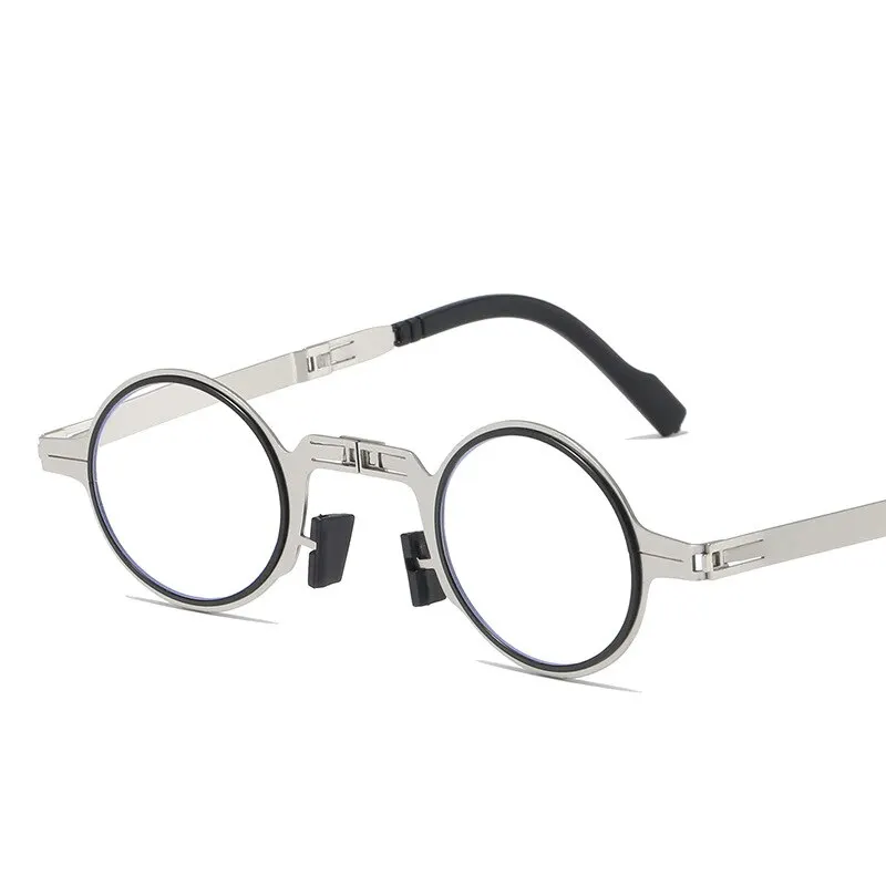 thumbnail image 1 of Gafas de lectura plegables para hombres y mujeres, montura totalmente metálica, antiluz azul, con estuche y paño gratuitos., 1 of 4