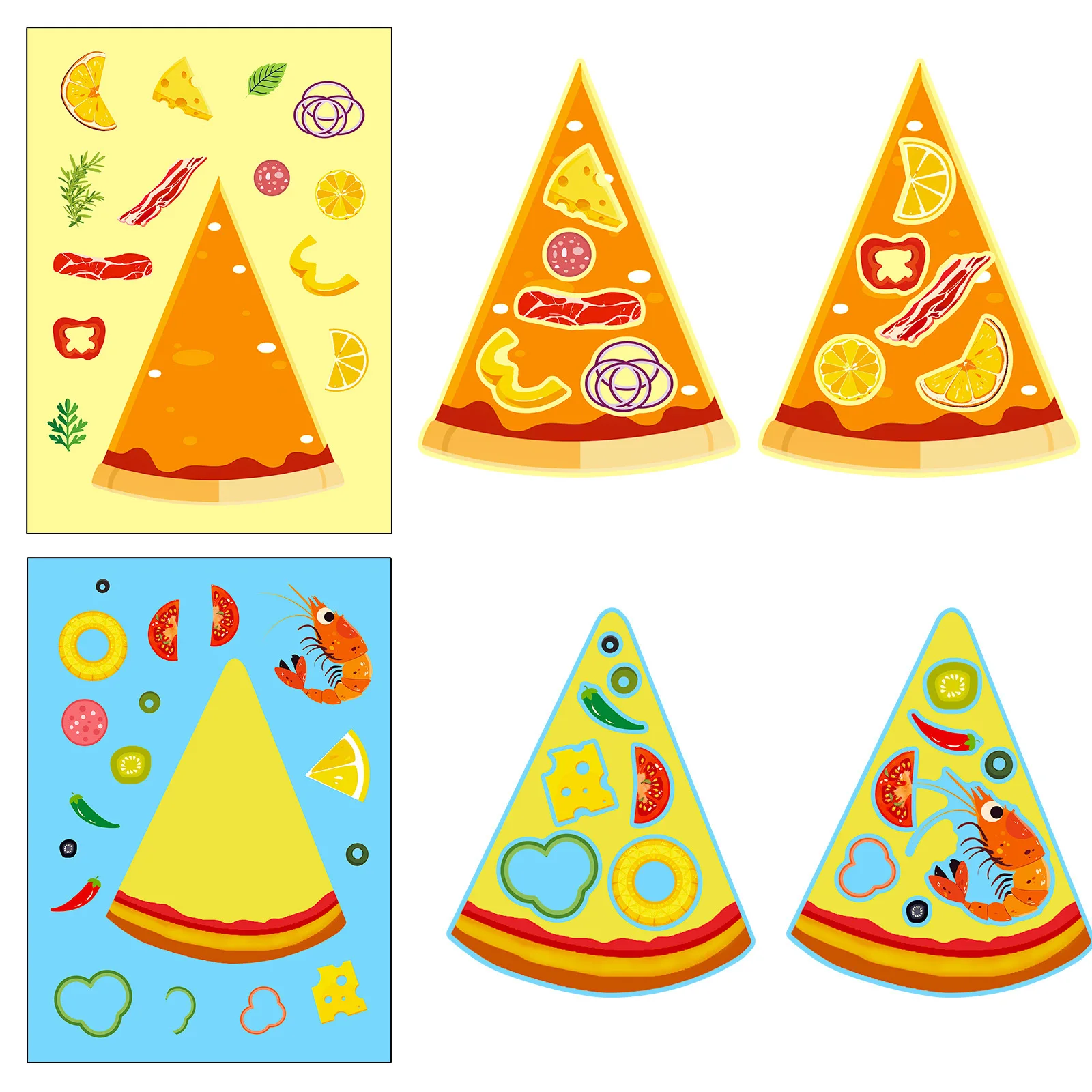 DIY Pizza Face Puzzle Stickers - 6 Sheets of Fun Educational Games