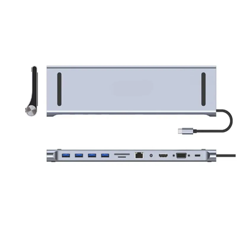 USB3.0 알루미늄 합금 멀티 인터페이스 허브 익스텐더 RJ45 네트워크 포트 오디오 도킹 스테이션 PD 100W 컴퓨터 노트북 데스크탑용