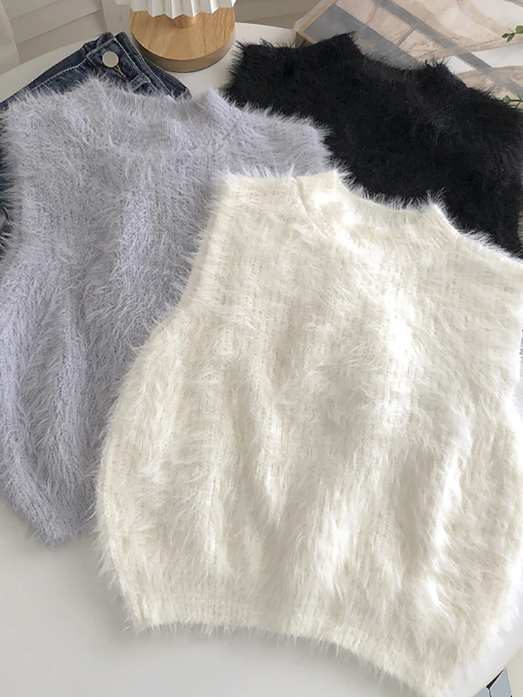 Faux Mink Sweater Vest 2