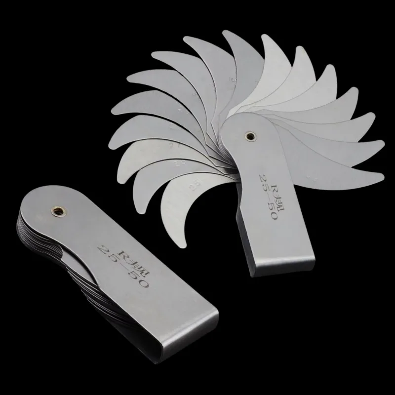 R25-50MM Radius Gauge 16 Blade Stainless Steel for Checking Thread Pitch
