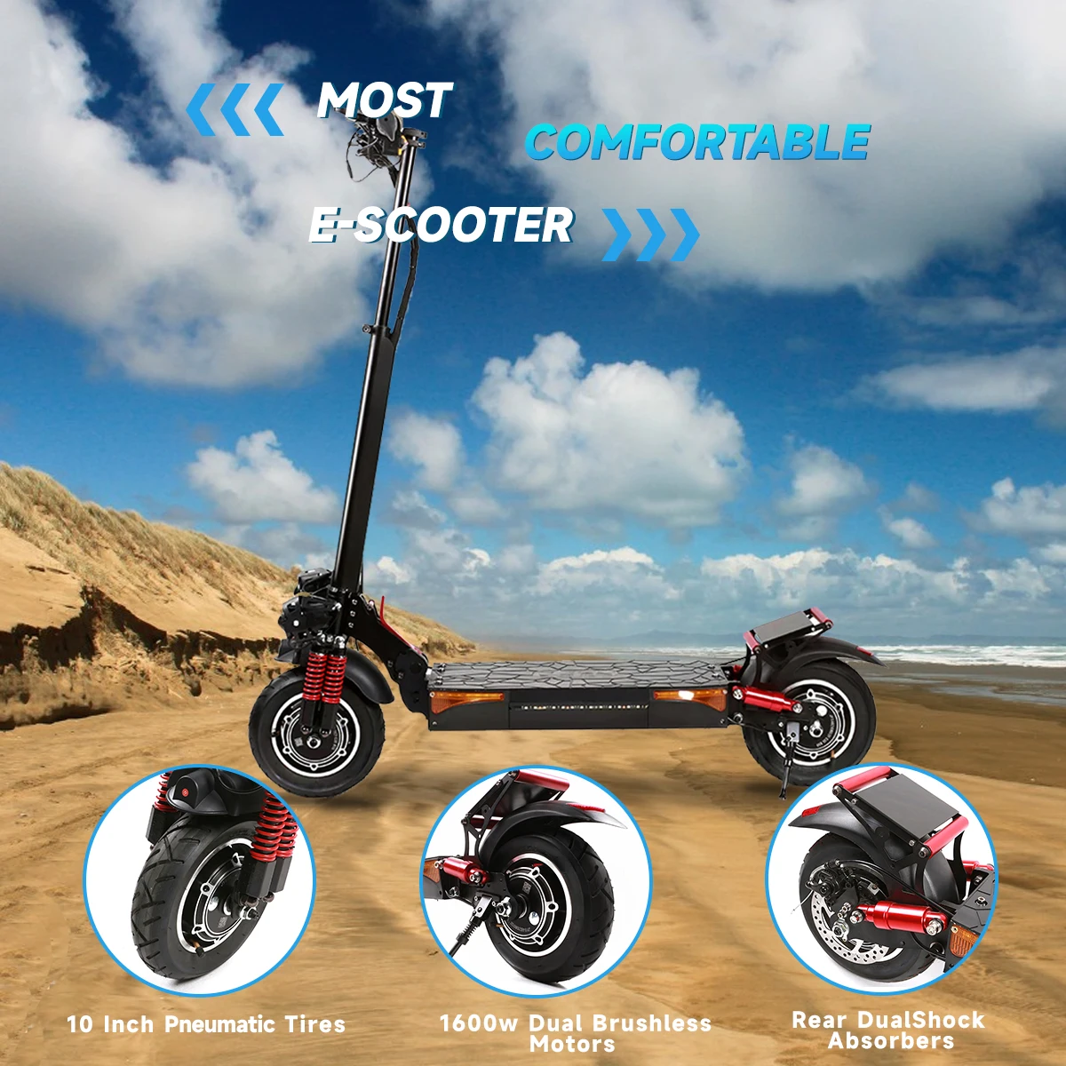 SUNNIGOO Electric Scooter Dual Motor Powerful Electric Kick Scooter Anti-skid Off Road Tire 45KM/H 60-70km Long Range electric scooter