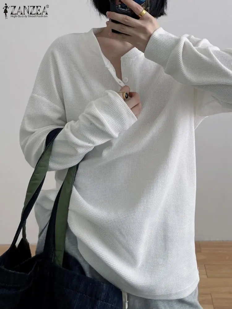 

Женская Повседневная Свободная Толстовка ZANZEA с капюшоном, весенний пуловер с открытыми плечами, толстовка с длинным рукавом из текстурированной ткани в Корейском стиле, 2024