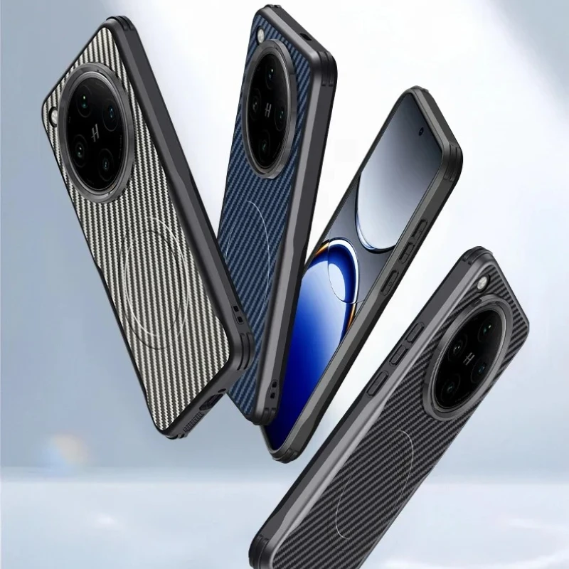 Carbon Fibre Texture Magnetic Shockproof Matte Soft Cover