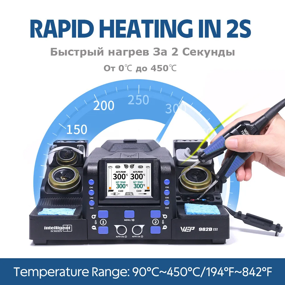 Soldering Iron Soldering Station Soldering Tool WEP 982D-III Precision Soldering Iron Station Tweezers Microscope Soldering Electronics Quick Heat Temp. Calibration