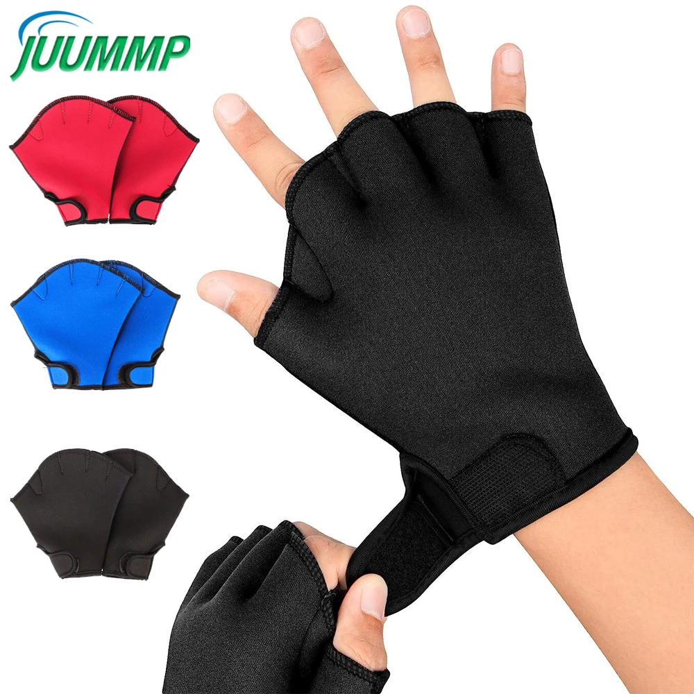 1Pair Aqua Gloves Webbed Paddle Swim Gloves Fitness Water Aerobics & Swimming Resistance Training Gloves for Men Women Children