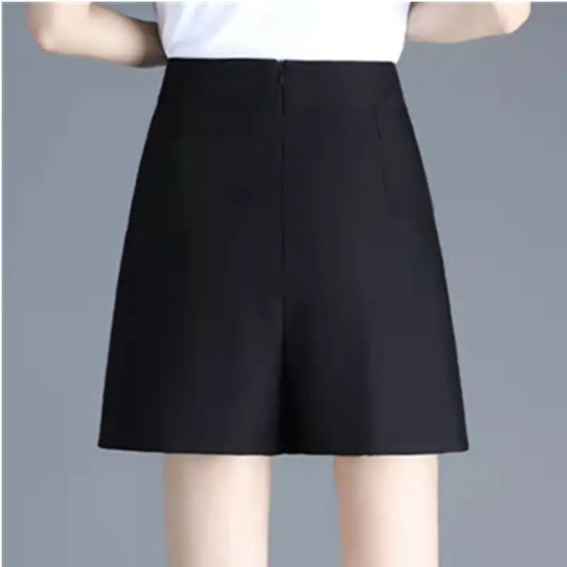 Simplicity Commute Solid Color High Waist Shorts Women's Clothing Korean Casual Button Irregular Patchwork Pants for Female